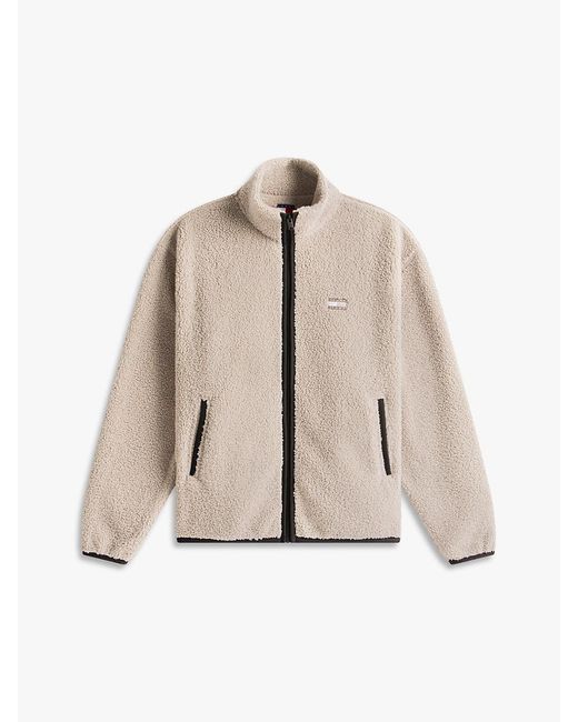Tommy Hilfiger Natural Badge Teddy Relaxed Zip-Thru Sweatshirt for men