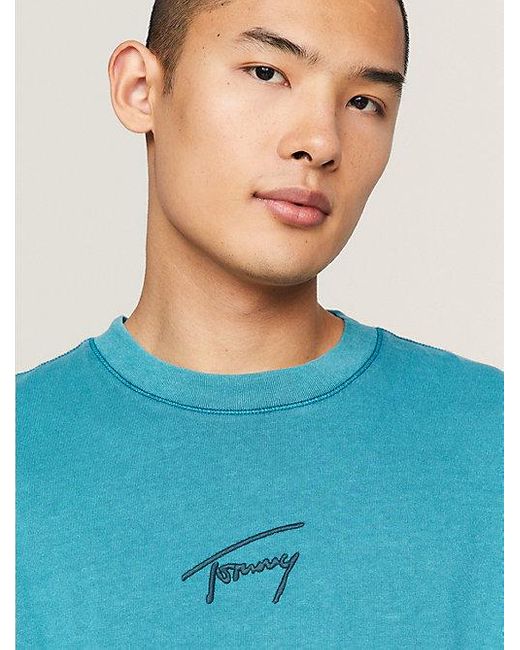 Tommy Hilfiger Oversized T-shirt Met Signature-logo in het Blue voor heren