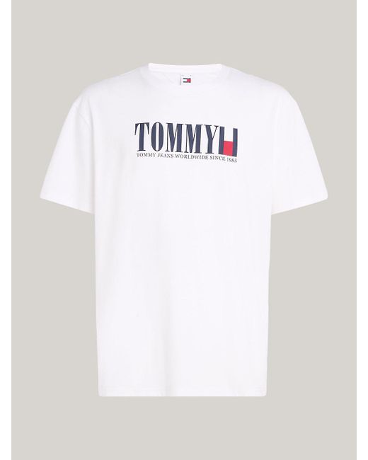 Tommy Hilfiger White Tommy Flag Logo Crew Neck T-shirt for men