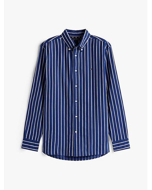Tommy Hilfiger Regular Fit Oxford Overhemd Met Streep in het Blue voor heren