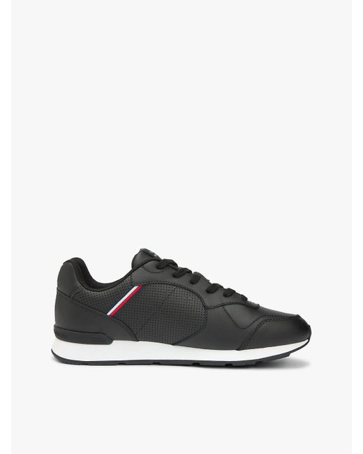 Tommy Hilfiger Black Signature Tape Trainers With Leather for men