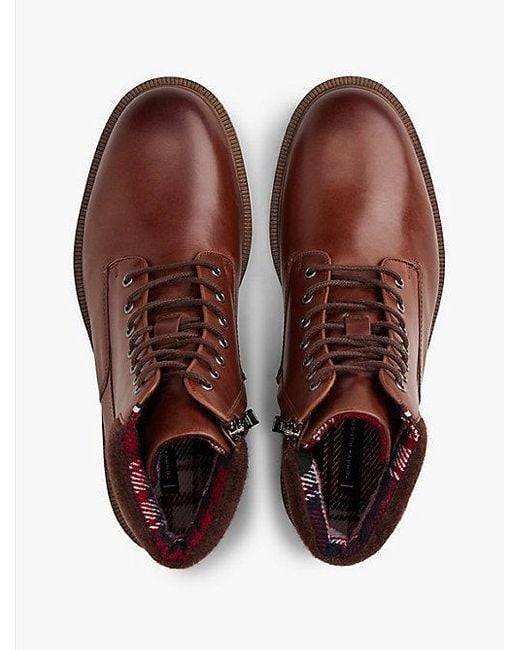 Botas De Piel Con Suela De Tacos Tommy Hilfiger de hombre de color Brown