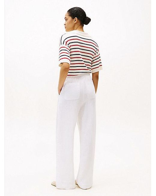Tommy Hilfiger Pantalon Van Linnenmix Met Rechte Fit in het Red