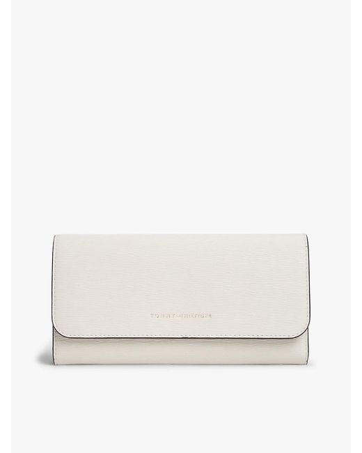 Tommy Hilfiger Natural Metallic Logo Textured Flap Wallet