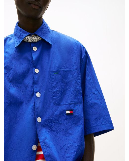 Tommy Hilfiger Blue The Runway Collection Oversized Crinkle Shirt for men