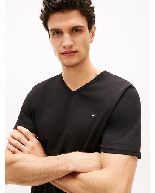 Tommy Hilfiger White 3-Pack Signature V-Neck Jersey T-Shirts for men