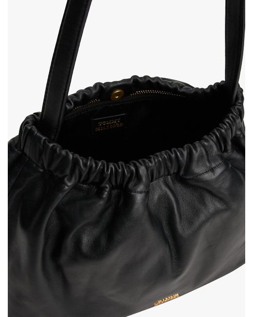 Tommy Hilfiger Black Soft Leather Logo Plaque Shoulder Bag