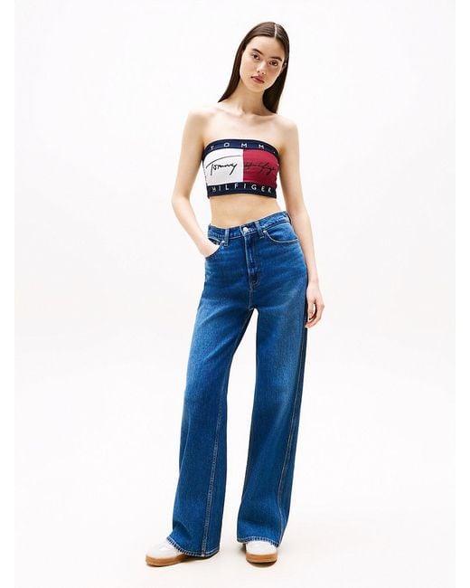 Tommy Hilfiger Blue Heritage Logo Colour-blocked Bandeau