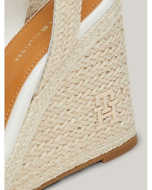 Sandalias de cuña alta de lino Tommy Hilfiger de color Natural