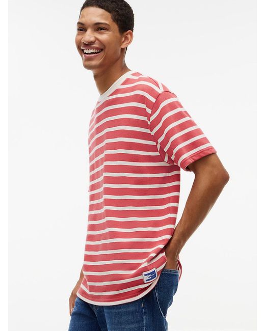 Tommy Hilfiger White Logo Label Stripe Relaxed Jersey T-Shirt for men