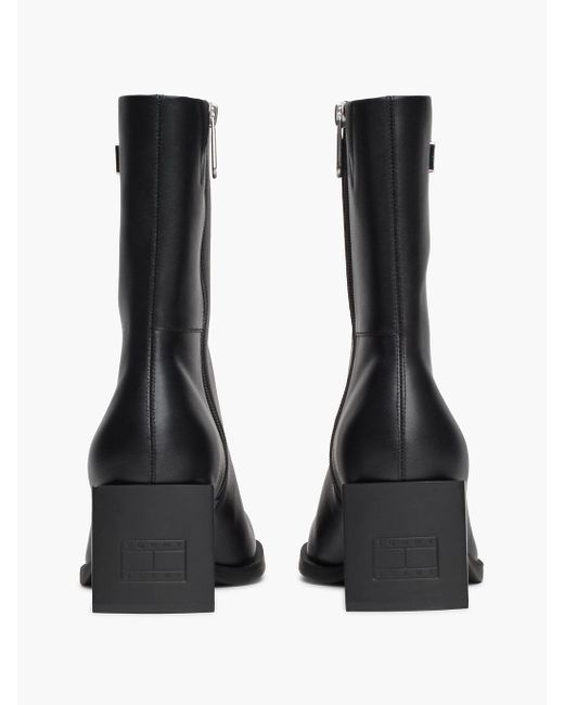 Bottines En Cuir À Bout Carré Tommy Hilfiger en coloris Black