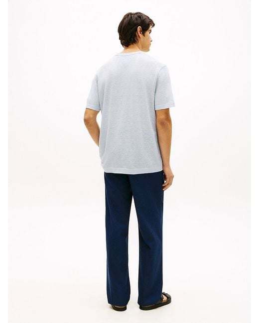 Tommy Hilfiger Blue New York Label Linen Blend T-Shirt for men