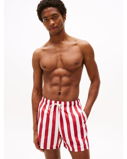 Short De Bain Mi-Long À Motif Tommy Hilfiger pour homme en coloris Red