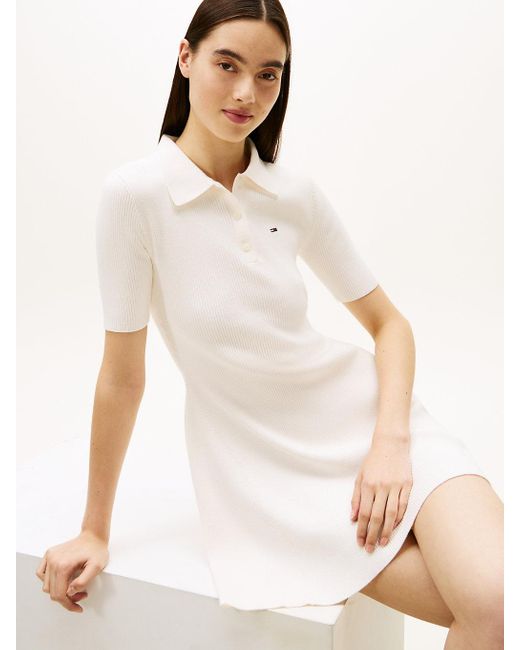 Robe Pull Courte À Col Polo Tommy Hilfiger en coloris Natural