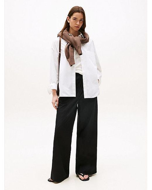 Pantalón Amplio De Popelín Tommy Hilfiger de color White