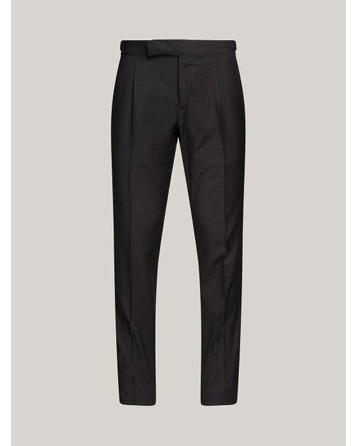 Tommy Hilfiger Black Twisted Wool Slim Fit Formal Trousers for men