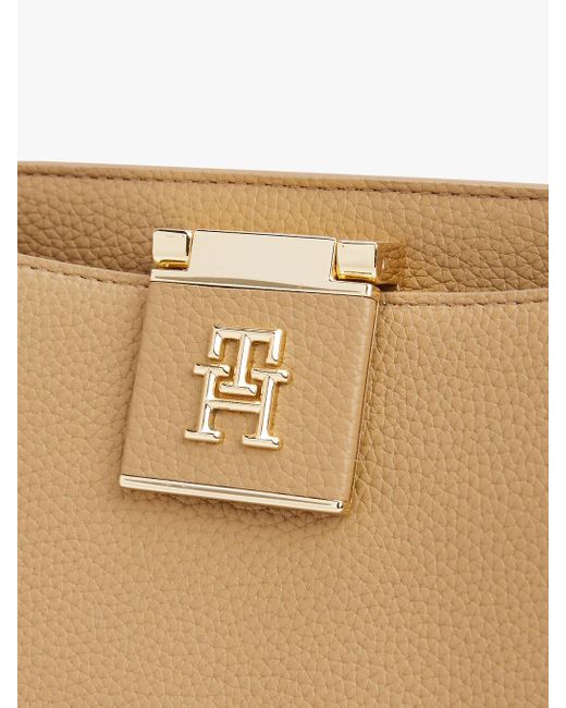 Borsa Tote Zigrinata A Tracolla di Tommy Hilfiger in Natural