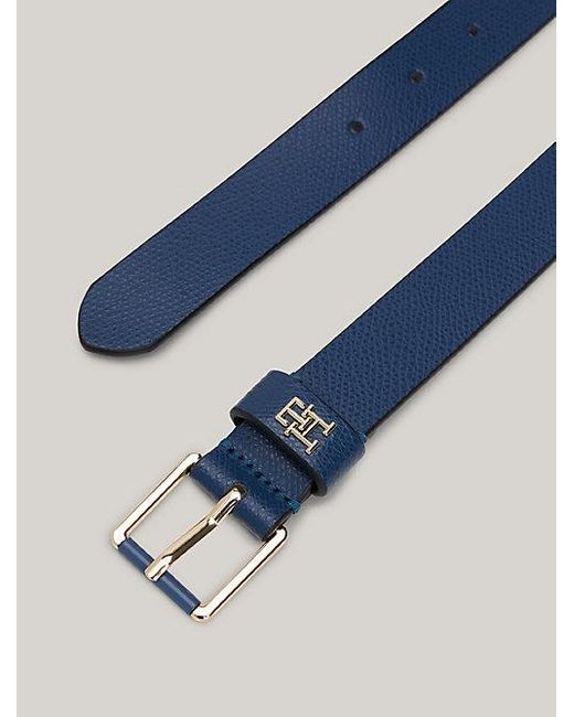 Cinturón Heritage de piel granulada con logo Tommy Hilfiger de color Blue