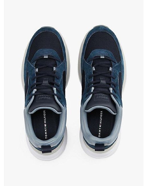 Tommy Hilfiger Moderne Sneaker Met Contrasterende Texturen in het Blue voor heren