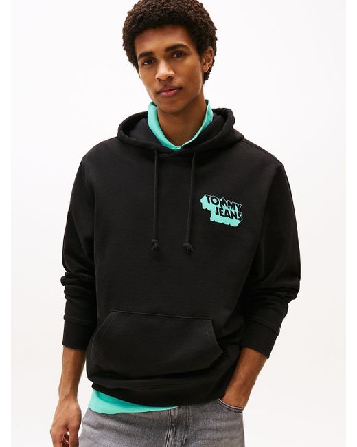 Felpa Con Cappuccio E Logo Stack Sul Retro di Tommy Hilfiger in Black da Uomo
