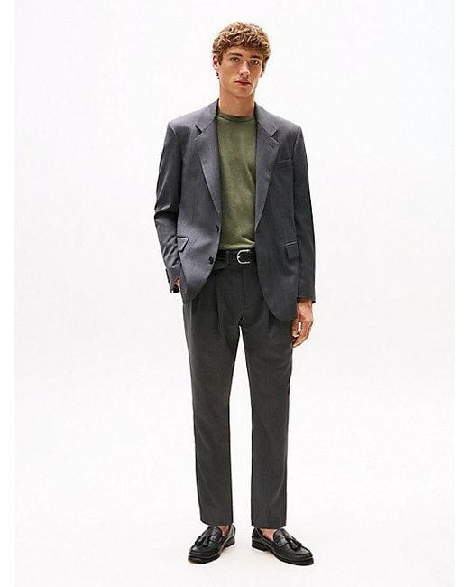 Tommy Hilfiger Pantalon Van Wolmix Twill Met Persvouwen in het Gray voor heren