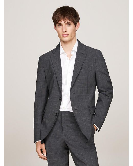 Tommy Hilfiger Gray Check Slim Fit Two-piece Suit for men