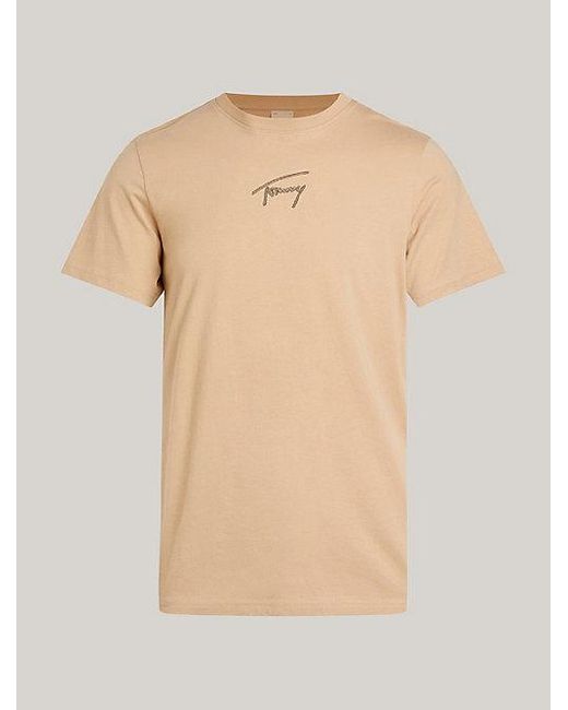 Tommy Hilfiger Oversized T-shirt Met Signature-logo in het Natural voor heren