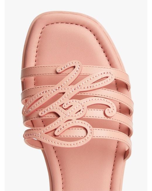 Tommy Hilfiger Pink Logo Strap Leather Mules