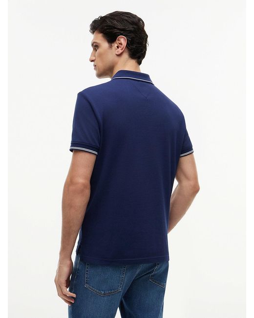 Tommy Hilfiger Blue Heritage Regular Fit Stripe Trim Polo Shirt for men