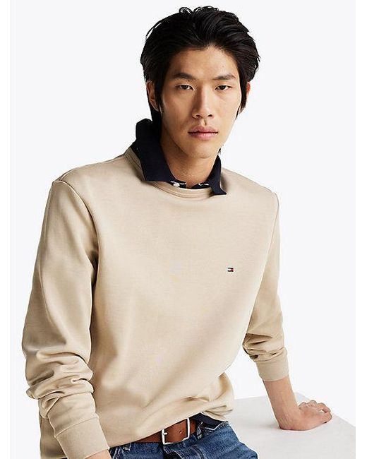 Tommy Hilfiger Technisch Gebreid Sweatshirt Met Ronde Hals in het Natural voor heren