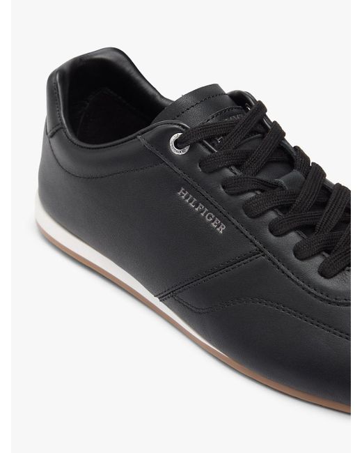 Tommy Hilfiger Black Low Profile Logo Leather Trainers for men