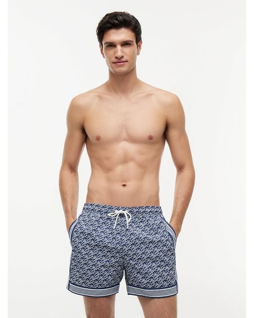 Tommy Hilfiger Blue Print Mid Length Swim Shorts for men