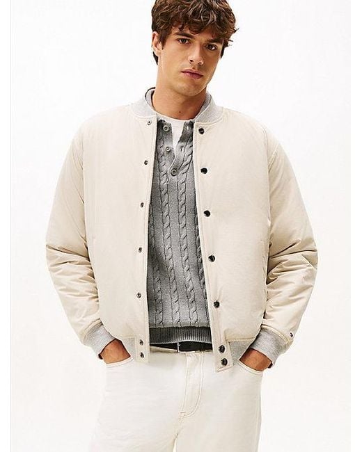 Tommy Hilfiger Reversible Bomberjack Met Varsity-Embleem in het Natural voor heren