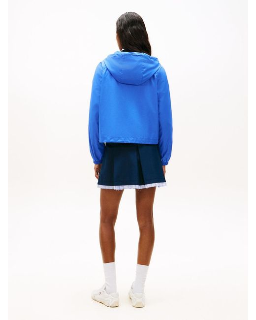 Tommy Hilfiger Blue Relaxed Water Repellent Ripstop Hooded Windbreaker