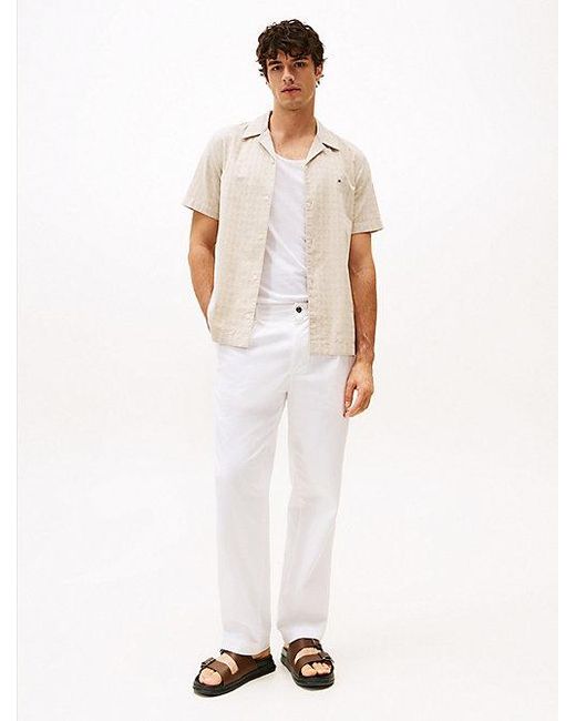 Tommy Hilfiger Regular Fit Dobby-Hemd Mit Kurzen Ärmeln in White für Herren