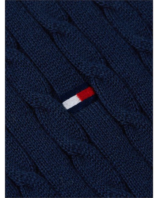 Tommy Hilfiger White Cable Knit Short Sleeve Polo Jumper for men