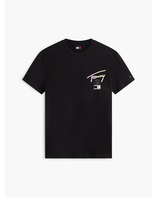 Tommy Hilfiger Black Signature Logo Crew Neck T-Shirt for men