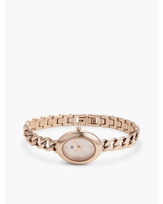 Tommy Hilfiger Natural Oval Dial Rose Gold-plated Bracelet Watch