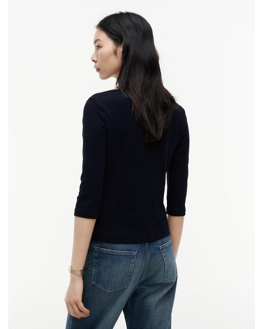 Tommy Hilfiger Blue Slim Three-Quarter Sleeve Boat Neck T-Shirt