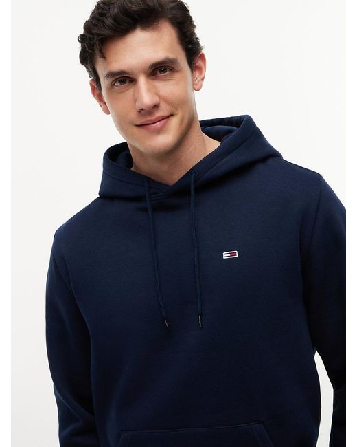 Tommy Hilfiger Blue Flag Embroidery Fleece Drawstring Hoody for men