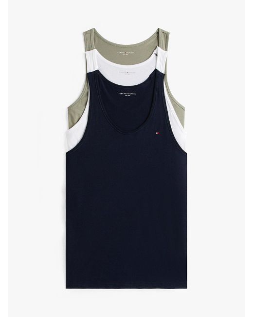 Lot De 3 Débardeurs Signature À Drapeau Brodé Tommy Hilfiger pour homme en coloris Blue