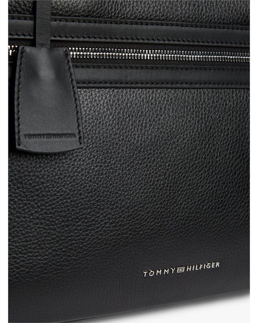 Tommy Hilfiger Black Th Business Premium Leather Laptop Bag for men