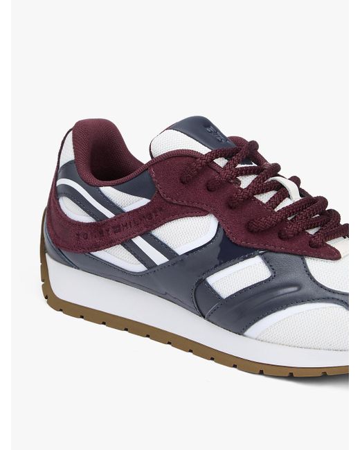 Tommy Hilfiger Blue Th Monogram Leather Mixed Texture Trainers