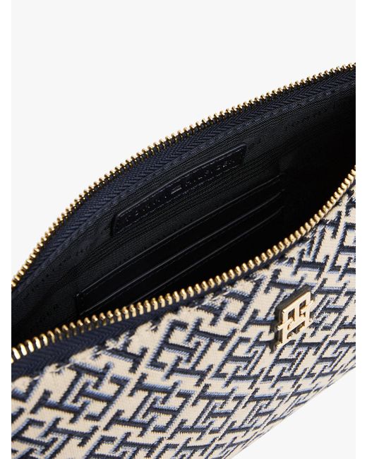 Pochette Piatta Con Motivo A Monogrammi Th di Tommy Hilfiger in Gray