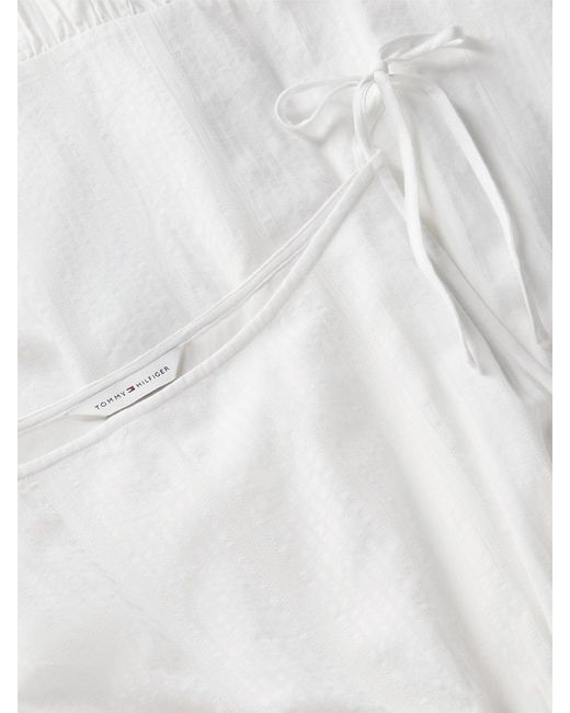 Tommy Hilfiger White Self-Tie Strap Smock Midi Dress
