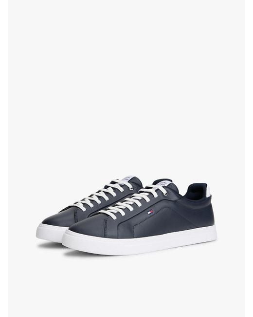 Tommy Hilfiger Blue Hilfiger Icon Leather Court Trainers for men