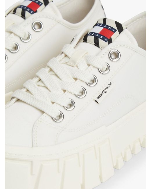 Tommy Hilfiger Natural Zebra Print Logo Platform Cupsole Trainers