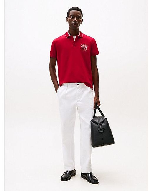Tommy Hilfiger Regular Fit Poloshirt Met Geborduurd Embleem in het Red voor heren