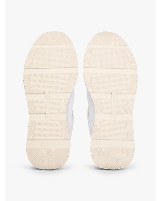 Tommy Hilfiger Natural Th Monogram Leather Mixed Texture Trainers