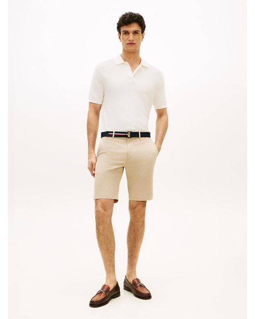 Tommy Hilfiger Natural Denton Straight Fit Belted Chino Shorts for men